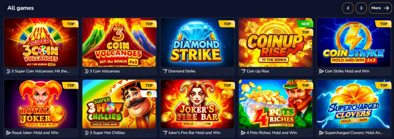 Raster met casinospellen van meerdere providers